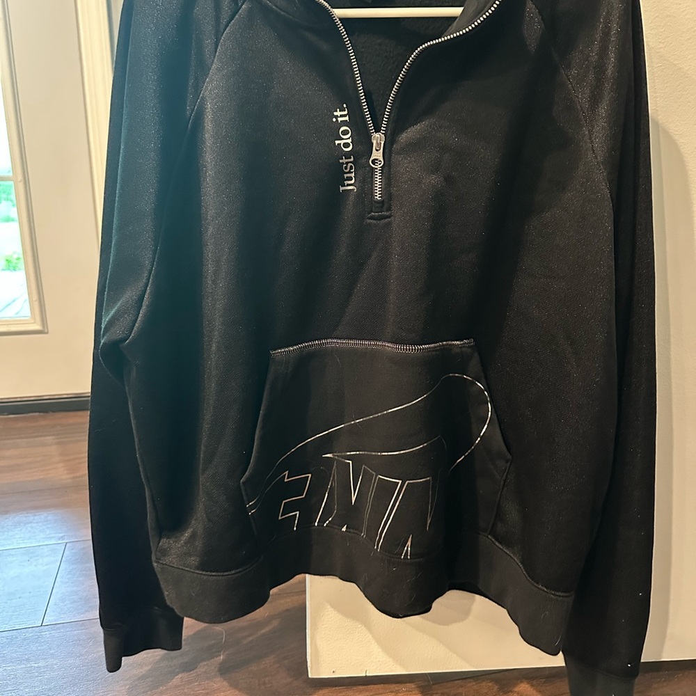 Nike Black and Silver V-Neck Sweater